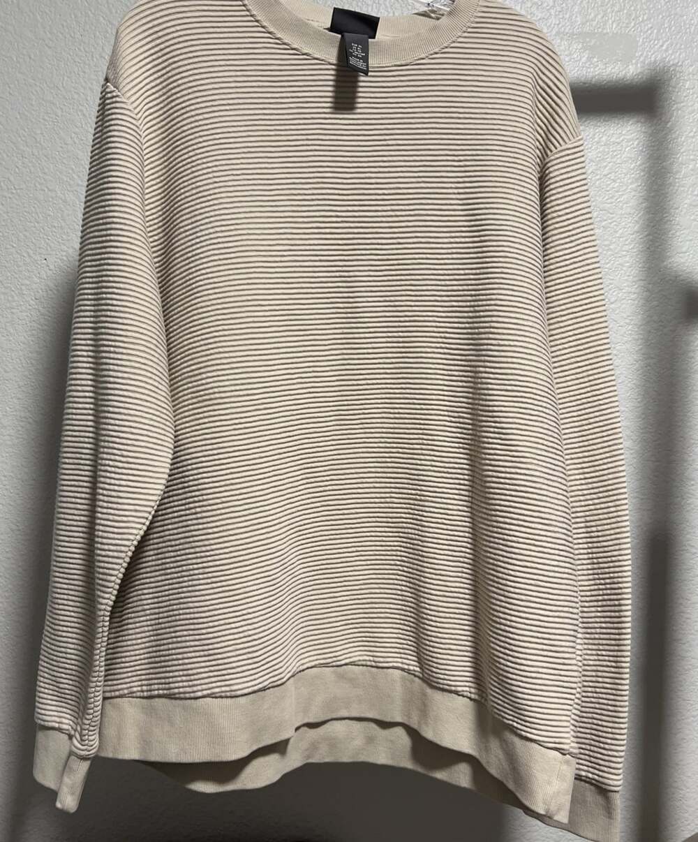 H&M Beige Waffle Textured Long Sleeve Shirt Comfy Fall